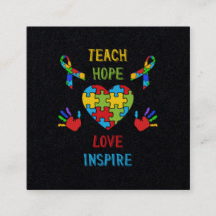 Teach Hope Kärlek Inspire Fyrkantigt Visitkort