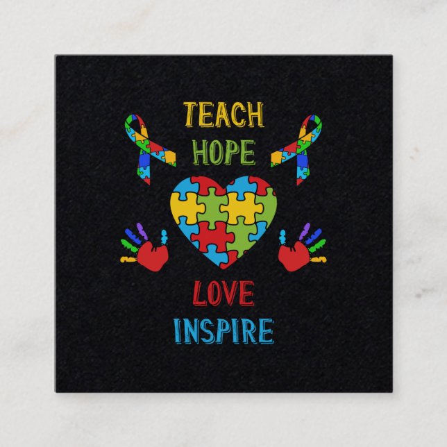 Teach Hope Kärlek Inspire Fyrkantigt Visitkort (Framsida)