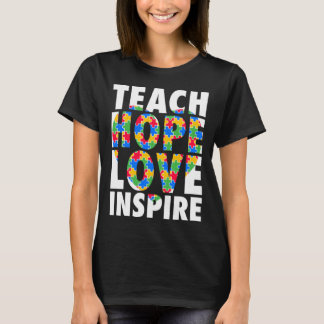Teach Hope Love Inspire Puzzle Autism Awareness Da T Shirt