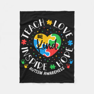 Teach Kärlek Inspire Autism Awareness Lacher Fleecefilt