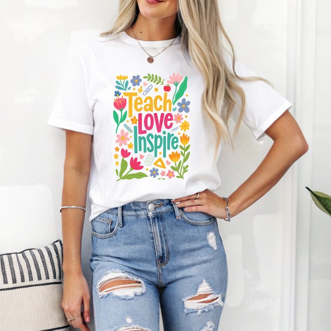 Teach Kärlek Inspire Boho Back to school Lärare T Shirt (Skapare uppladdad)