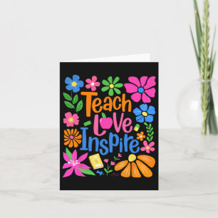 Teach Kärlek Inspire Boho Blommigt Retro tillbaka Kort