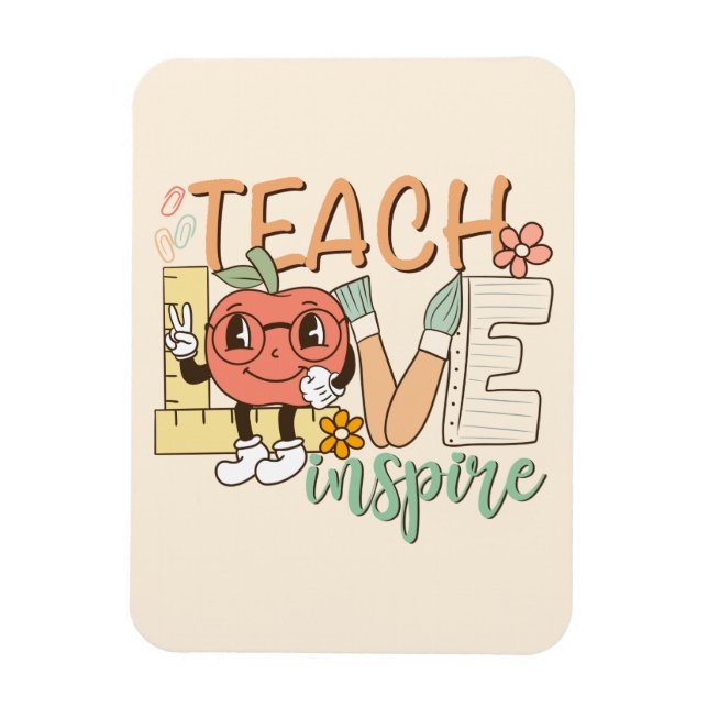 Teach Kärlek Inspire - Cute School Supplies Magnet (Vertikal)