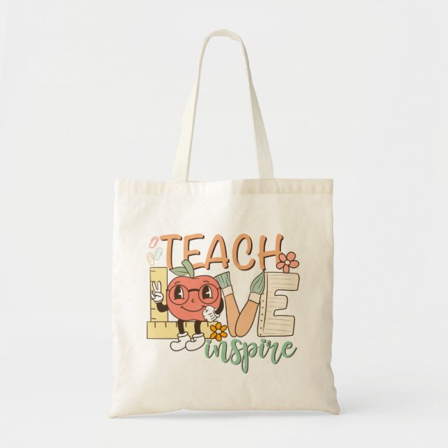Teach Kärlek Inspire - Cute School Supplies Tygkasse (Framsidan)