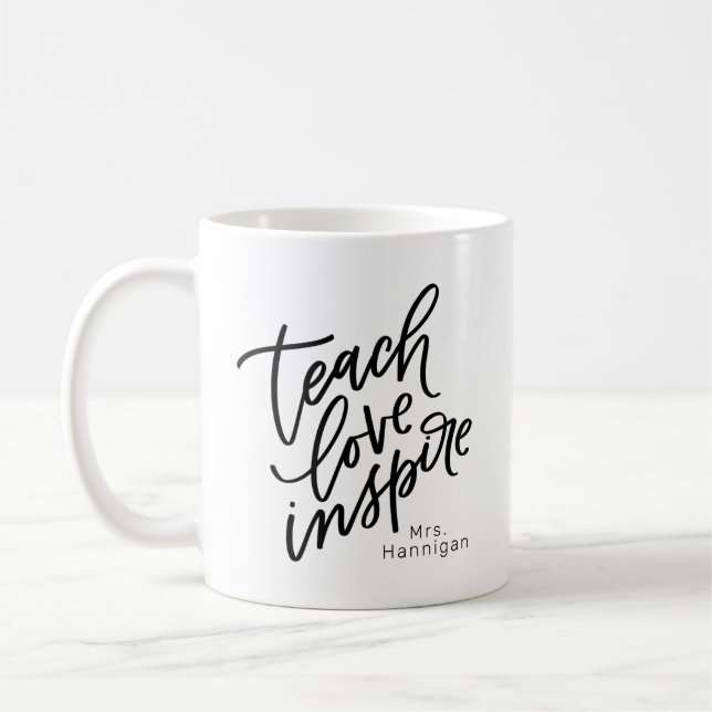 Teach Kärlek Inspire, ditt namn Kaffemugg (Vänster)
