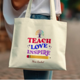 Teach Kärlek Inspire färglös Best Teacher Tygkasse