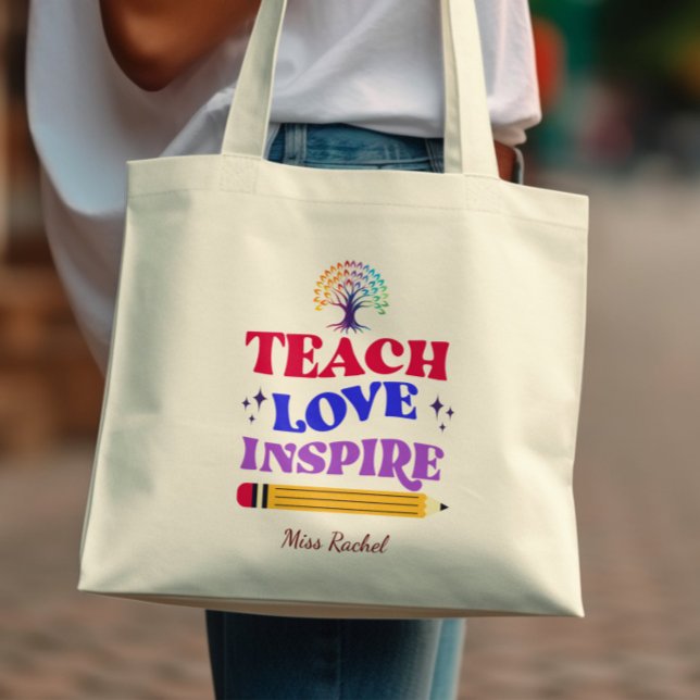 Teach Kärlek Inspire färglös Best Teacher Tygkasse (Skapare uppladdad)
