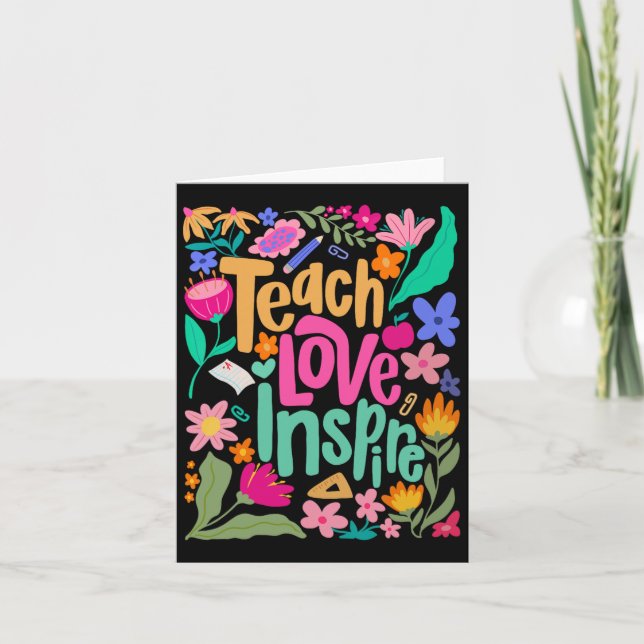 Teach Kärlek Inspire Flower Teacher Första dagen b Kort (Framsida)