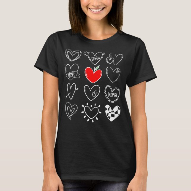 Teach Kärlek Inspire Hearts Valentines day för Tea T Shirt (Framsida)