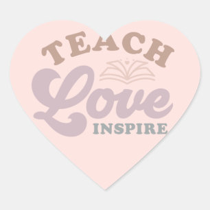 Teach Kärlek Inspire Hjärtformat Klistermärke