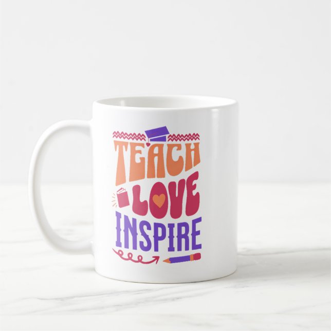 Teach Kärlek Inspire - inspirationslärarkonst Kaffemugg (Vänster)