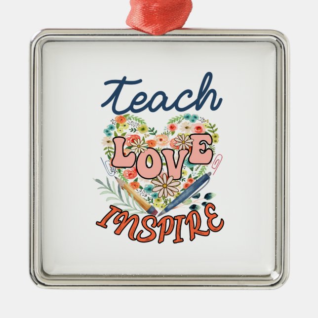 Teach Kärlek Inspire Julgransprydnad Metall (Framsidan)