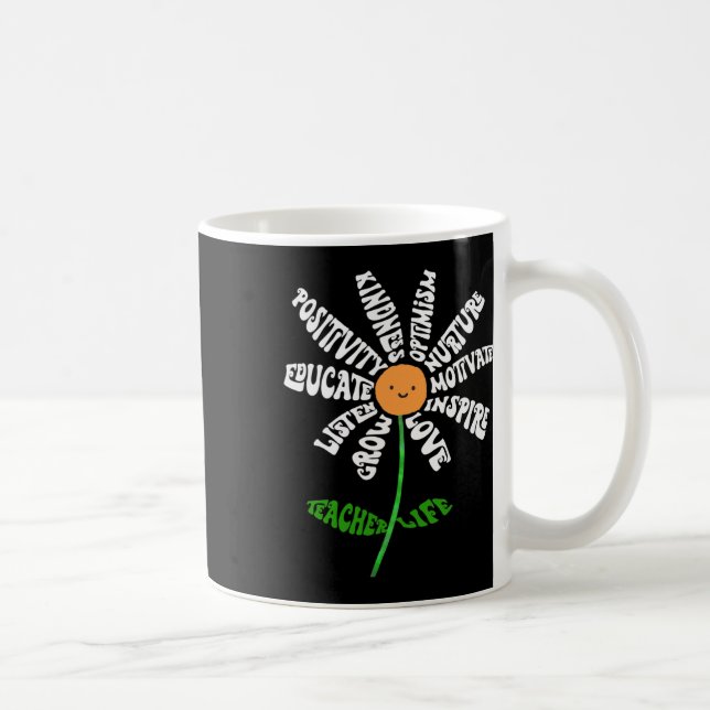 Teach Kärlek Inspire Lärarinspiration Flower T Kaffemugg (Höger)