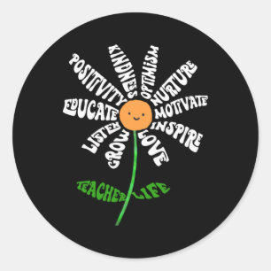 Teach Kärlek Inspire Lärarinspiration Flower T Runt Klistermärke