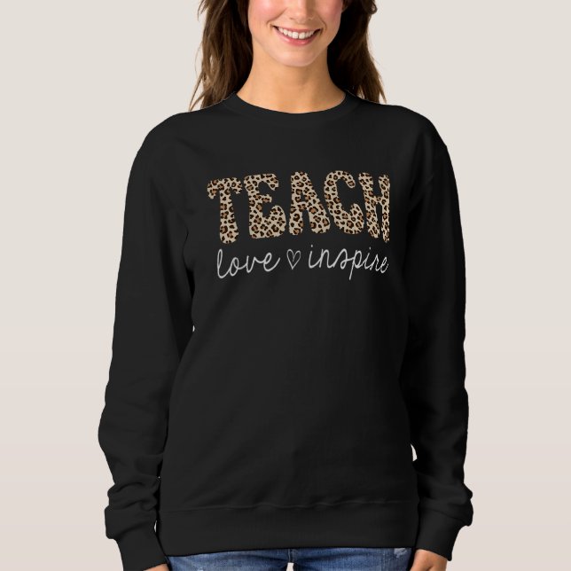 Teach Kärlek Inspire Leopard Back to school Cute T Shirt (Framsida)