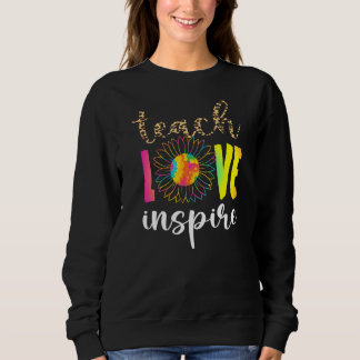 Teach Kärlek Inspire Leopard Tie Dye Solros Schoo T Shirt