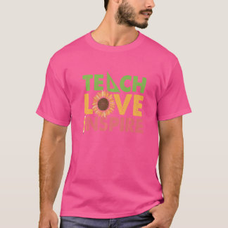 Teach Kärlek Inspire Math Teacher SunblommScience T Shirt