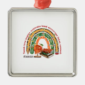 Teach Kärlek Inspire Motivate Lead Julgransprydnad Metall