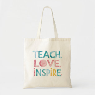 Teach Kärlek Inspire Motivational Tote Bag Tygkasse