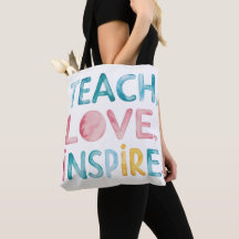 Teach Kärlek Inspire Motivational Tote Bag