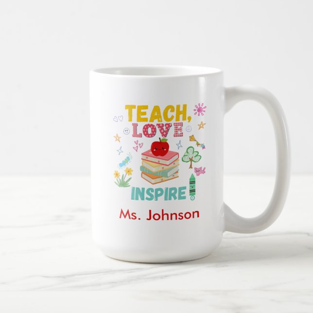 Teach, Kärlek, Inspire Mugg - Perfekt Lärargåva (Höger)