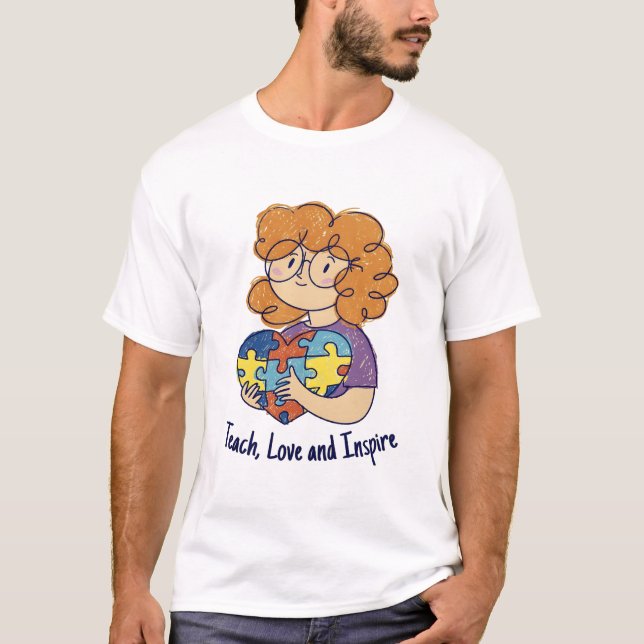 Teach Kärlek Inspire ParaProfessional Art T Shirt (Framsida)