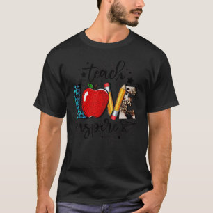 Teach Kärlek Inspire Penna Apple Leopard tillbaka T Shirt