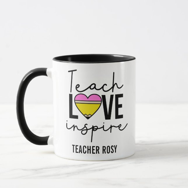 Teach Kärlek Inspire Personlig Teacher Mugg (Vänster)