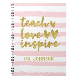 Teach Kärlek Inspire |  Rosa Grunge Rand Anteckningsbok