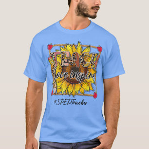 Teach Kärlek Inspire SPED Lärare Boho Leopard Sunf T Shirt
