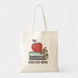 Teach Kärlek & Inspire Teacher Apprecition Tote Ba Tygkasse