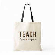 Teach Kärlek & Inspire Teacher Apprecition Tote Ba