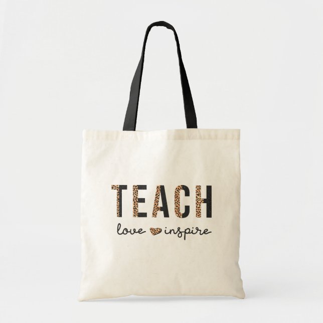 Teach Kärlek & Inspire Teacher Apprecition Tote Ba Tygkasse (Framsidan)