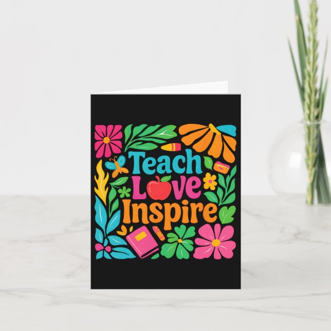 Teach Kärlek Inspire Teacher Back to school Lyckli Kort (Framsida)