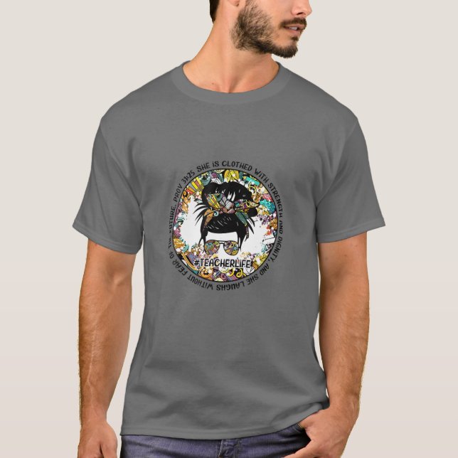 Teach Kärlek Inspire Teacher Back to school T Shirt (Framsida)