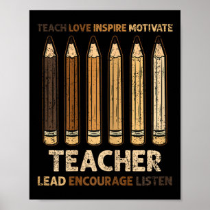 Teach Kärlek Inspire Teacher Black History Månad M Poster