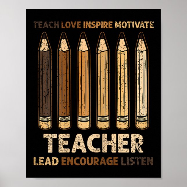 Teach Kärlek Inspire Teacher Black History Månad M Poster (Framsidan)
