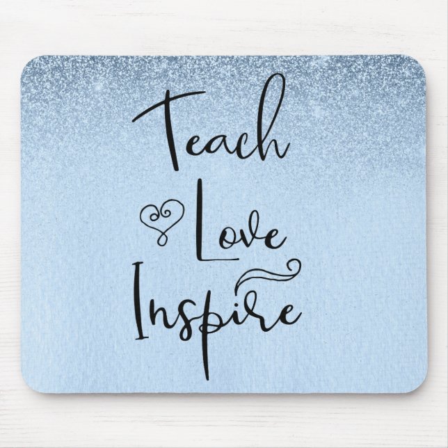 Teach Kärlek Inspire Teacher Blue Ombre Musmatta (Framsidan)