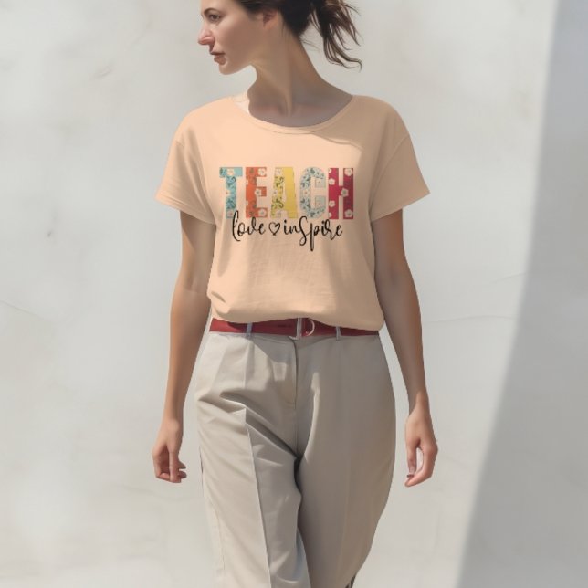 Teach Kärlek Inspire Teacher Day Appreciation Gift T Shirt (Teach Love Inspire Elegant Teacher Appreciation Gift Add Custom Name, Class, Text)