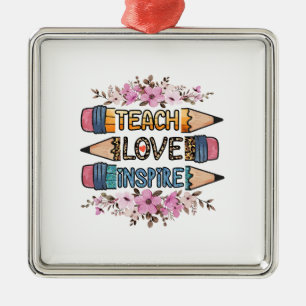 Teach Kärlek Inspire Teacher Julgransprydnad Metall