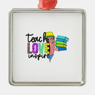 Teach Kärlek Inspire Teacher Julgransprydnad Metall