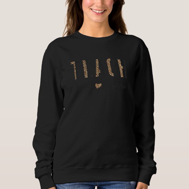 Teach Kärlek Inspire Teacher Leopard Teacher 1 T Shirt (Framsida)