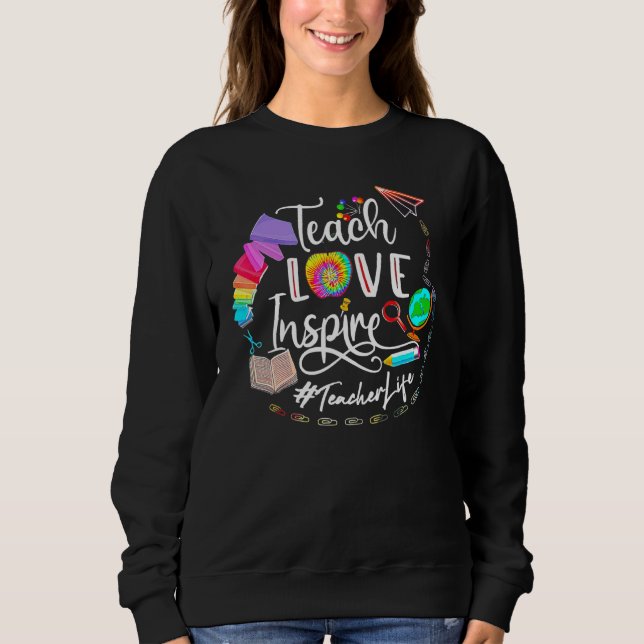 Teach Kärlek Inspire Teacher Life T Shirt (Framsida)
