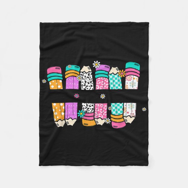 Teach Kärlek Inspire Teacher Pencil Back to school Fleecefilt (Framsidan)