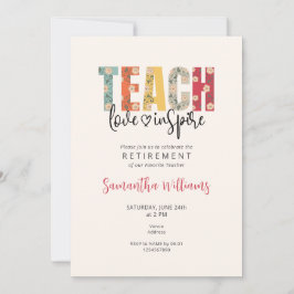 Teach Kärlek Inspire Teacher-uppskattning Pension Inbjudningar