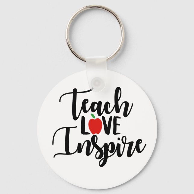 Teach kärlek inspirerar nyckelkedjan Teacher ord Nyckelring (Framsida)