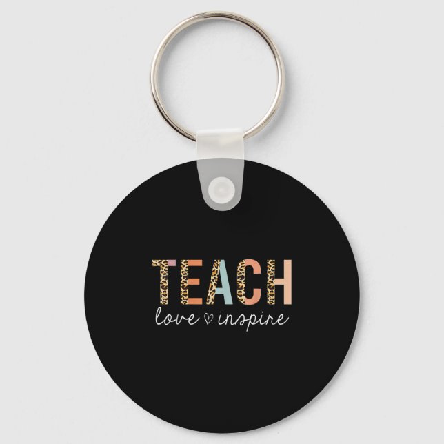 Teach Kärlek Insre Leopard Back to school Cute Tea Nyckelring (Framsida)