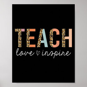 Teach Kärlek Insre Leopard Back to school Cute Tea Poster
