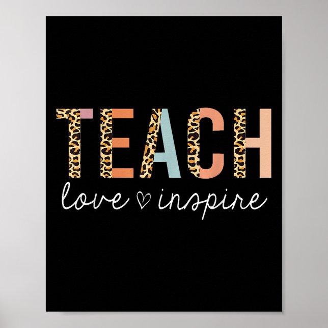 Teach Kärlek Insre Leopard Back to school Cute Tea Poster (Framsidan)