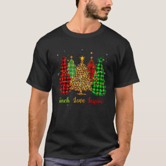 Teach Love Inspire Christmas tree with red plaid l T Shirt